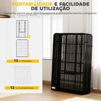 PawHut Parque para Cães com 12 Painéis Recinto para Animais de Estimação Modular com 2 Portas 80x120 cm Preto(m-6)