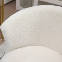 Vinsetto Sedia da Ufficio Regolabile in Altezza con Seduta Girevole e Rivestimento in Velluto Teddy, Bianco e Oro(m-7)