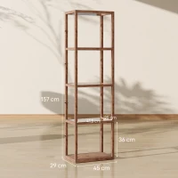 HOMCOM Four-Shelf Floor Lamp - Rustic Brown(m-3)