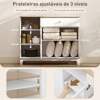 HOMCOM Aparador 2 Portas de Vidro Aparador para Sala Moderno com Gaveta Compartimentos Abertos 100x35x80,3 cm Branco(m-6)