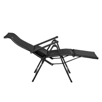 Outsunny Sonnenliege klappbar Gartenliege mit Kissen Schwerelosigkeit Liegestuhl mit 9-Fach verstellbare Rückenlehne Gartenstuhl bis 150 kg belastbar, für Garten Urlaub Outdoor Strand Pool, Schwarz(m-16)