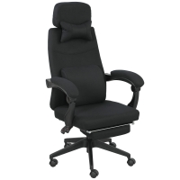 Vinsetto Fauteuil de bureau chaise de bureau grand confort dossier réglable repose-pied roulettes 360° lin 62 x 68 x 127 cm noir