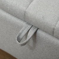 HOMCOM 92 x 31cm Linen-Look Storage Ottoman - Light Grey(m-8)