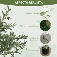 HOMCOM Conjunto de 2 Oliveiras Artificiais 120 cm Plantas Artificiais Decorativa de Interior com 20 Azeitonas  Verde(m-4)