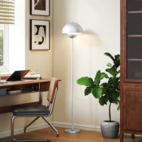 HOMCOM Candeeiro de Pé Moderno com Ecrã em Forma de Taça Refletora de Luz Interruptor de Pé Suporte E27 sem Lâmpada Ø35x155 cm Prata(m-9)