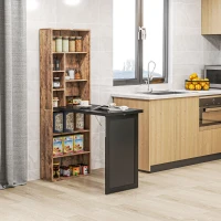 HOMCOM Klappbarer Computertisch mit Bücherregal, Arbeitsplatz, Tafel und verstellbarem Regal, 98x51x153cm, Braun(m-4)