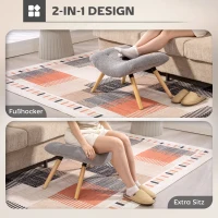 HOMCOM Moderner Fußhocker mit Fleece-Bezug und Holzbeinen, gepolstert, für Wohnzimmer, Schlafzimmer, Flur, Hellgrau(m-5)