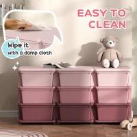 HOMCOM Kids Storage Unit, with Nine Drawers - Pink(m-6)