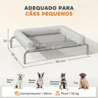 PawHut Cama Elevada para Cães com Latertais Amovíveis Cama Elevada para Cães Pequenos Portátil com Malha Respirável 90x65x30 cm Cinza(m-3)