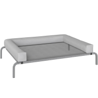 PawHut Cama Elevada para Cães com Latertais Amovíveis Cama Elevada para Cães Médios Portátil com Malha Respirável 130x90x30 cm Cinza Claro