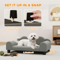 PawHut Elevated Dog Sofa Bed, Breathable Pet Sofa with Backrest and Armrest for Small Dogs, Grey(m-7)