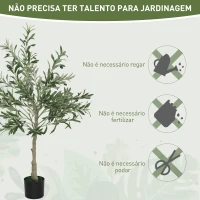 HOMCOM Conjunto de 2 Oliveiras Artificiais 120 cm Plantas Artificiais Decorativa de Interior com 20 Azeitonas  Verde(m-7)