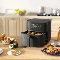 HOMCOM Fritadeira sem Óleo 8 L Air Fryer 1700 W com Temperatura Regulável 80-200°C 8 Programas Painel Tátil Temporizador 32,5x41x32 cm Preto(m-9)