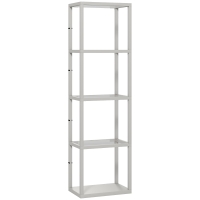 HOMCOM LED Floor Lamp with Glass Shelves, 4 Layers Dimmable Tall Standing Lamp, Modern Column Shelf Floor Light for Living Room, Bedroom, Office, Grey