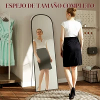 HOMCOM Espejo de Pie Cuerpo Entero de Aleación de Aluminio Espejo de Pared con 2 Formas de Uso Rectangular 60x1,5x165 cm Negro(m-4)