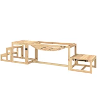 PawHut 3 Pieces Wooden Dog Agility Training Equipment with Soft Bridge, Pause Platform and Pet Stair for Outdoor, Natural Wood(m-11)