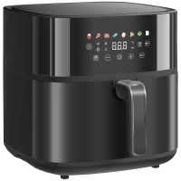 HOMCOM Fritadeira sem Óleo 8 L Air Fryer 1700 W com Temperatura Regulável 80-200°C 8 Programas Painel Tátil Temporizador 32,5x41x32 cm Preto(m-11)