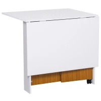 HOMCOM Ausklappbarer Esstisch Ausziehbarer Esstisch, mobil, modernes Design, 120 cm x 80 cm x 73 cm, Teak + Weiß(m-12)