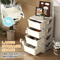 HOMCOM Four-Tier Kids Storage Boxes, with Four Drawers - White(m-4)