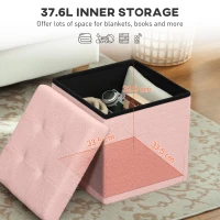 HOMCOM Foldable Sherpa Fleece Storage Ottoman - Pink(m-4)