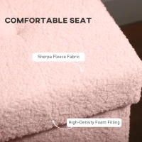 HOMCOM Foldable Sherpa Fleece Storage Ottoman - Pink(m-5)