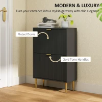 HOMCOM Elegant Two-Drawer Shoe Cabinet - Black(m-4)