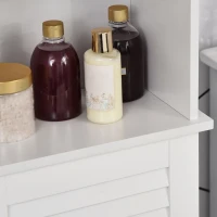 HOMCOM Meuble Colonne Salle de Bain 3 niches Placard Porte persienne 3 étagères MDF Panneaux de Particules Blanc(m-13)