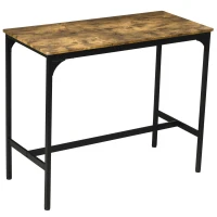 HOMCOM 5-tlg. Bartisch-Set im Industriedesign, 1 Bartisch, 4 Barhocker, Sitzgruppe, Küchentresen, Schwarz + Braun(m-11)