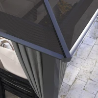 Outsunny 3 x 4m Hardtop Aluminium Gazebo - Black and Grey(m-9)