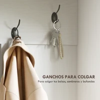 HOMCOM Perchero Zapatero con Banco Zapatero Ganchos Estantes y Compartimentos para Entrada Pasillo Salón 105x40x180 cm Blanco(m-5)