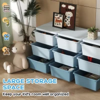HOMCOM Kids Storage Unit, with Nine Drawers - Blue(m-4)