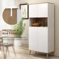HOMCOM Armário de Cozinha com 4 Portas Bancada para Micro-Ondas Prateleiras Ajustáveis Orifício para Cabos 80x40x178 cm Branco(m-7)