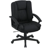 HOMCOM Linen-Look Padded Office Chair - Black(m-1)