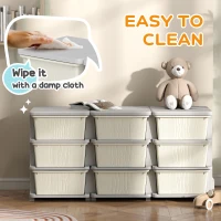 HOMCOM Kids Storage Unit, with Nine Drawers - Cream(m-6)