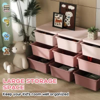 HOMCOM Kids Storage Unit, with Nine Drawers - Pink(m-4)