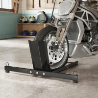 HOMCOM Caballete Bloqueador de Rueda para Moto Soporte Ajustable en 14 Niveles para Ruedas 34-84 cm Negro(m-3)