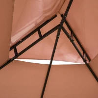 Outsunny Tonnelle Barnum pavillon de Jardin Style Colonial Double Toit Toiles latérales Amovibles 3L x 4l x 2,8H m chocolat(m-7)