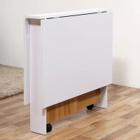 HOMCOM Ausklappbarer Esstisch Ausziehbarer Esstisch, mobil, modernes Design, 120 cm x 80 cm x 73 cm, Teak + Weiß(m-11)