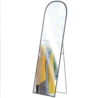 HOMCOM Espejo de Pie Cuerpo Entero de Aleación de Aluminio Espejo de Pared con 2 Formas de Uso Rectangular 60x1,5x165 cm Negro(m-11)