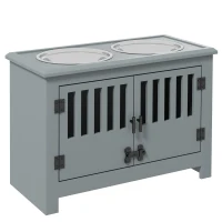 PawHut Station d'alimentation surélevée pour grands chiens, 2 bols en acier inoxydable, espace de rangement, 35,5x60x30 cm, Gris(m-7)