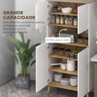 HOMCOM Armário de Cozinha com 4 Portas Bancada para Micro-Ondas Prateleiras Ajustáveis Orifício para Cabos 80x40x178 cm Branco(m-4)