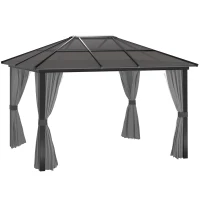 Outsunny 3 x 4m Hardtop Aluminium Gazebo - Black and Grey(m-10)