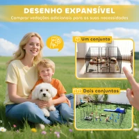 PawHut Parque para Cães com 12 Painéis Recinto para Animais de Estimação Modular com 2 Portas 80x120 cm Preto(m-9)