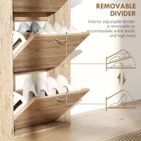 HOMCOM 12-Shoe Flip Drawer Storage Cabinet - Brown Wood-Effect(m-6)