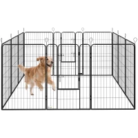 PawHut Parque para Cães com 12 Painéis Recinto para Animais de Estimação Modular com 2 Portas 80x120 cm Preto(m-10)