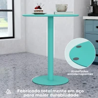 HOMCOM Mesa de Refeição Redonda para 2 Pessoas Mesa de Cozinha de Aço para Interior e Exterior Ø60x72 cm Verde(m-5)