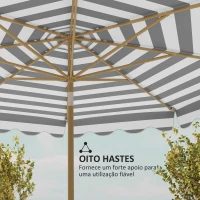 Outsunny Chapéu de Sol de Jardim com Ângulo Ajustável Inclinável e Manivela Proteção UV 50 + Ø268x237 cm  Cinza e Branco(m-8)