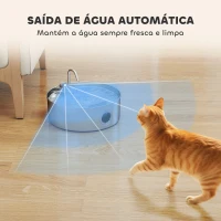 PawHut Fonte para Gatos em Aço Inoxidável 7L Silencioso Fonte de Água para Animais Automática com Sistema de Filtros Luz LED 30,5x31,2x19,3 cm Prata(m-8)