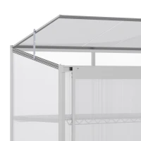 Outsunny Gewächshaus mit Fundamentrahmen, Polycarbonat-Gehäuse, 2 Regalböden, Aluminiumrahmen, 131 x 58 x 139,5 cm(m-8)
