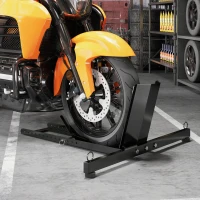 HOMCOM Bloque roue de moto pour pneu avant support de verrouillage réglable sur 14 niveaux pour Ø34-84 cm capacité 816,5kg noir(m-2)
